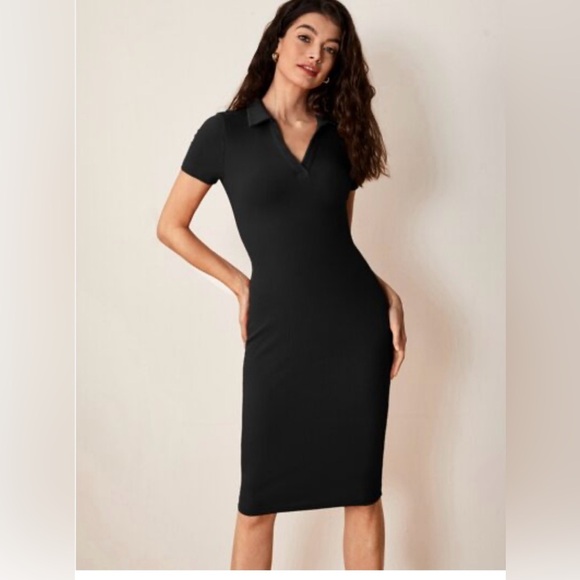 Zara Dresses & Skirts - Zara Black Midi Polo Dress size M